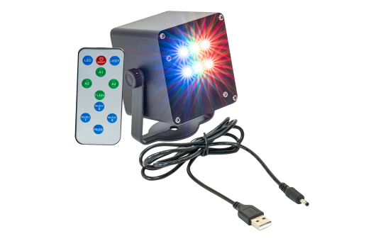 LED-Strobe-Effekt IBIZA TINYLED-RGB-STROBE, akkubetrieben, 6x 1W RGB LED