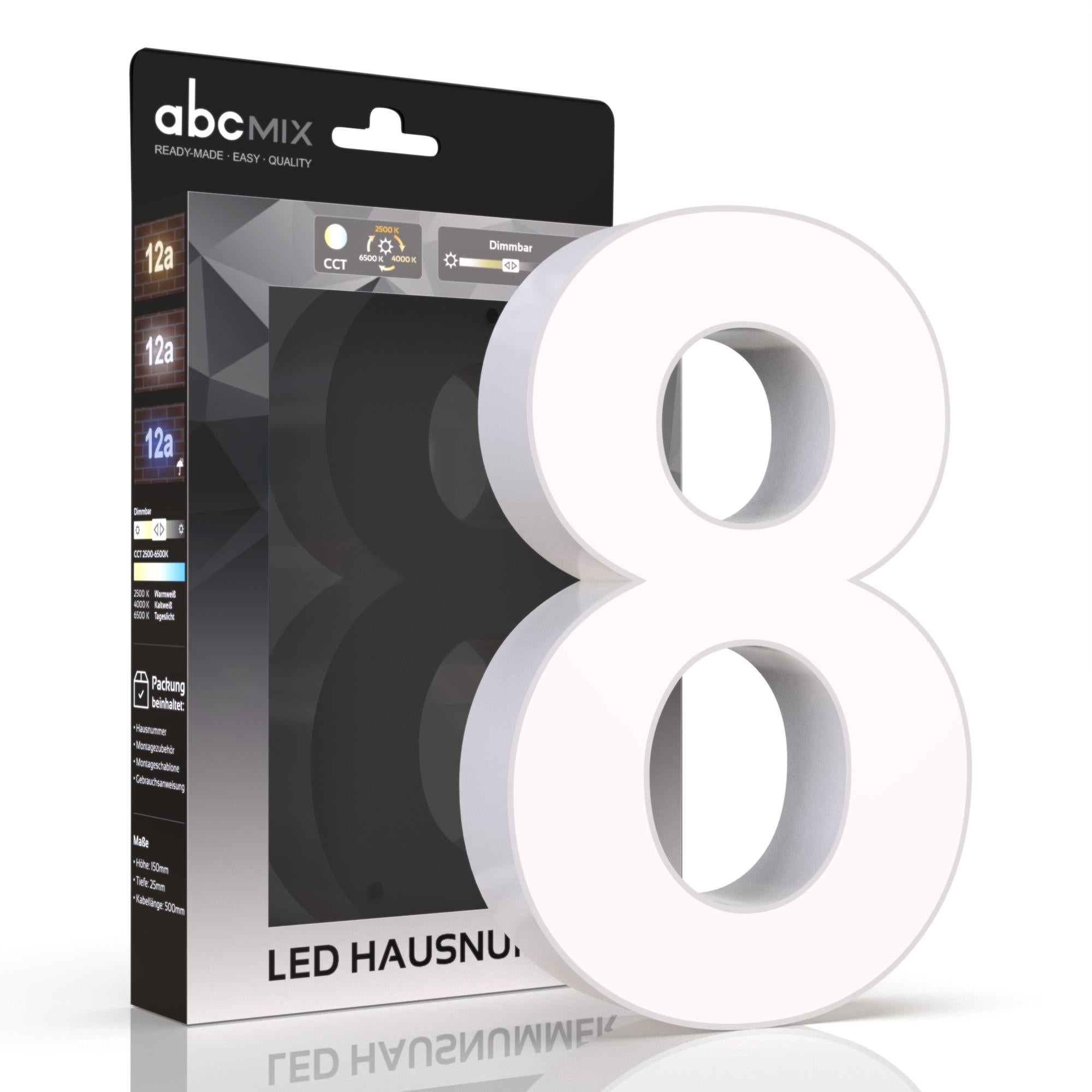 LED Hausnummer - 8 - CCT 12V 2700K/4000K/6500K