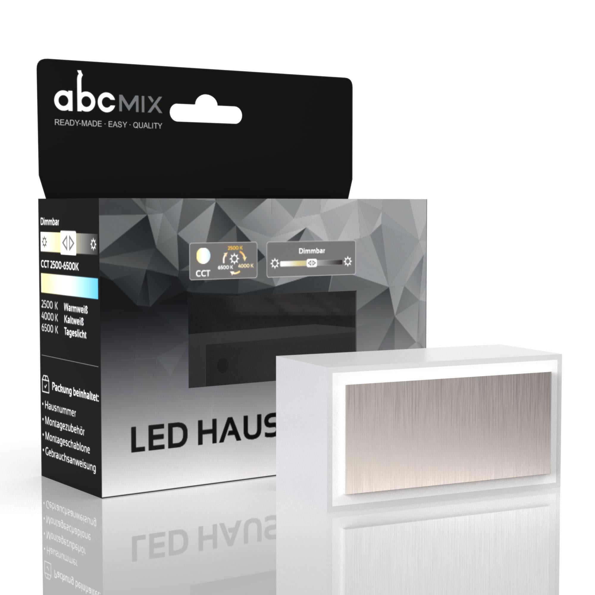 LED Hausnummer Bindestrich inkl. Edelstahl-Cover - CCT 12V 2700K/4000K/6500K