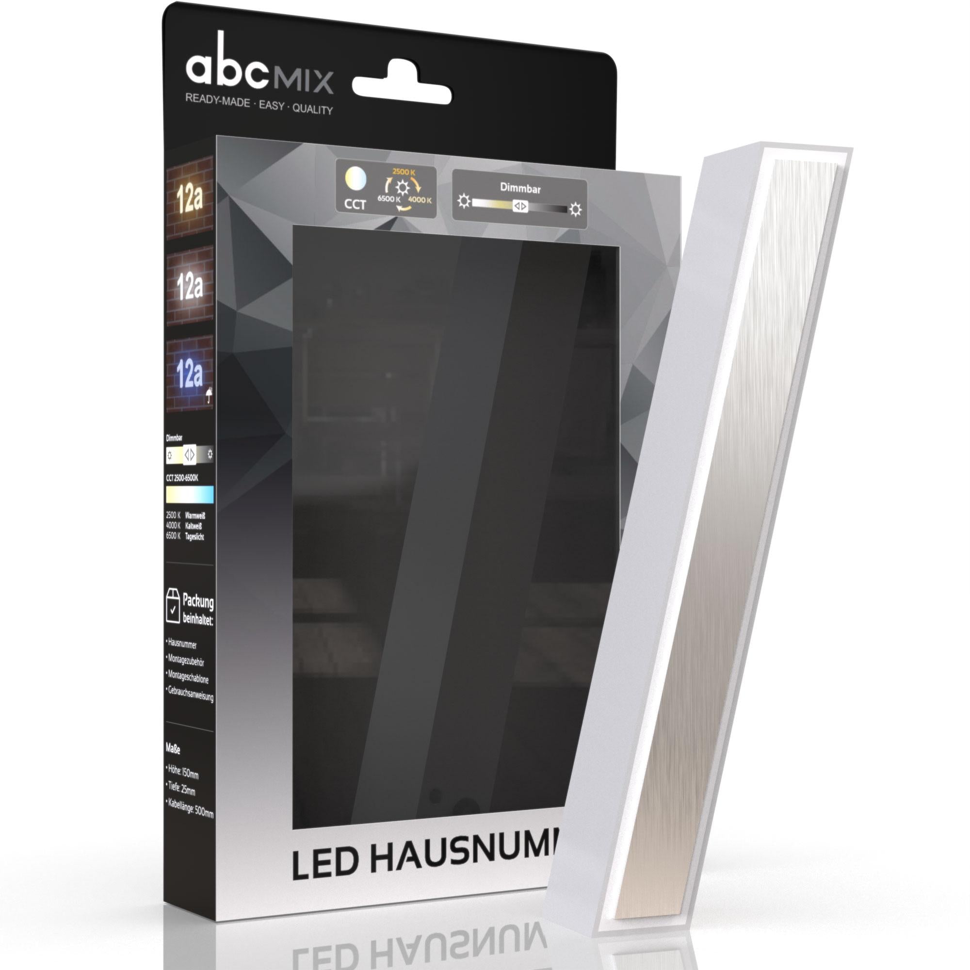 LED Hausnummer Schrägstrich inkl. Edelstahl-Cover - CCT 12V 2700K/4000K/6500K
