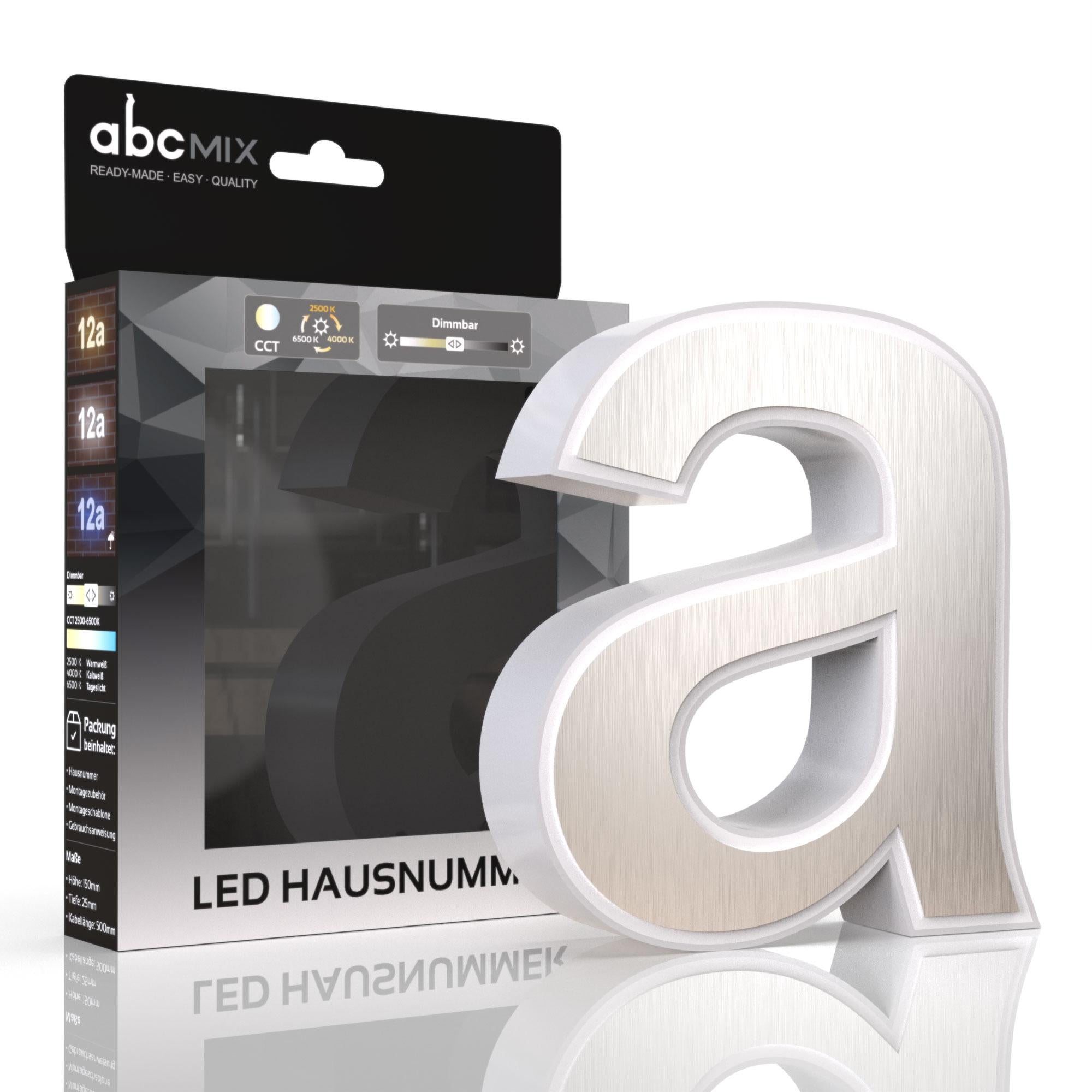 LED Hausnummer a inkl. Edelstahl-Cover - CCT 12V 2700K/4000K/6500K
