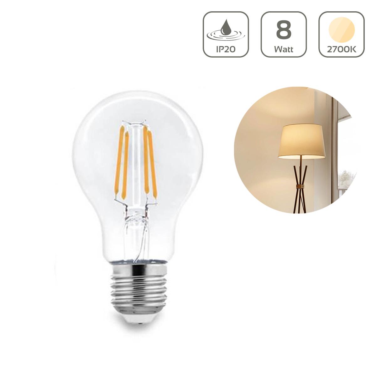 LED Lampe Filament E27 8W A60 2700K Warmweiss 1055lm 320°Abstrahlwinkel