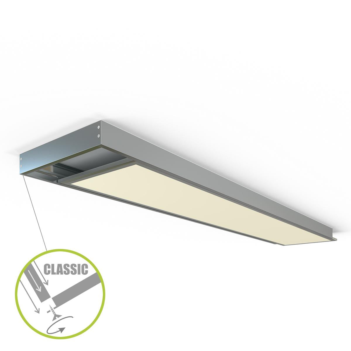 LED Panel Aufbaurahmen Classic 120x30cm silber Aufputz Montagerahmen
