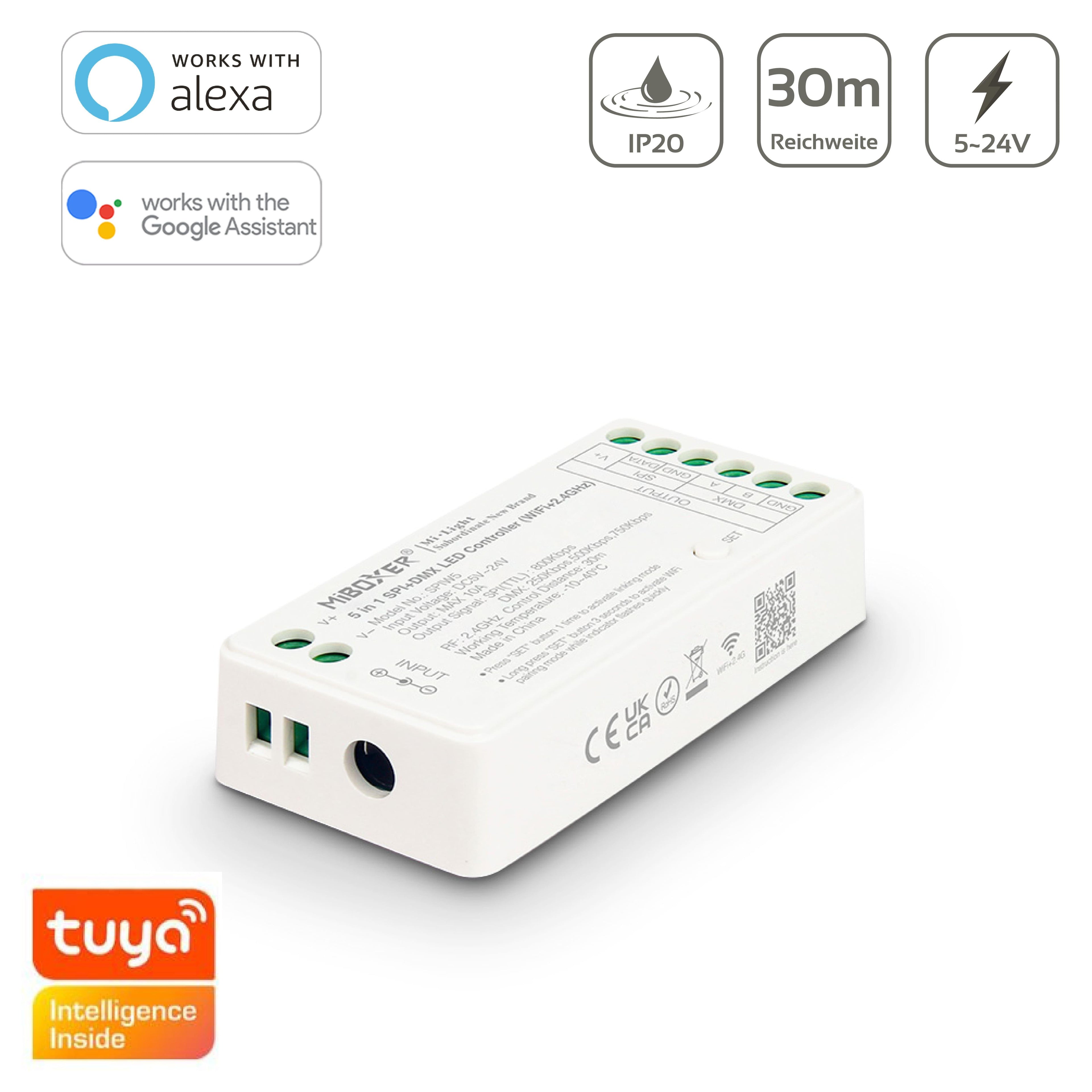 MiBoxer DMX LED Controller 5 in 1 SPI+DMX (WiFi+2.4G) SPIW5