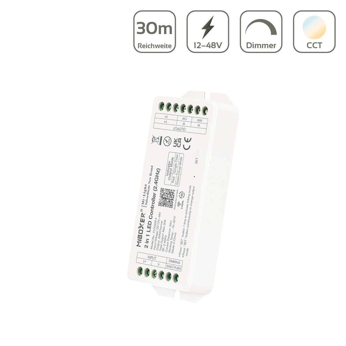 MiBoxer LED Controller 2 in 1 Einfarbig / Dual White 12/24V 20A Steuerung FUT035P+