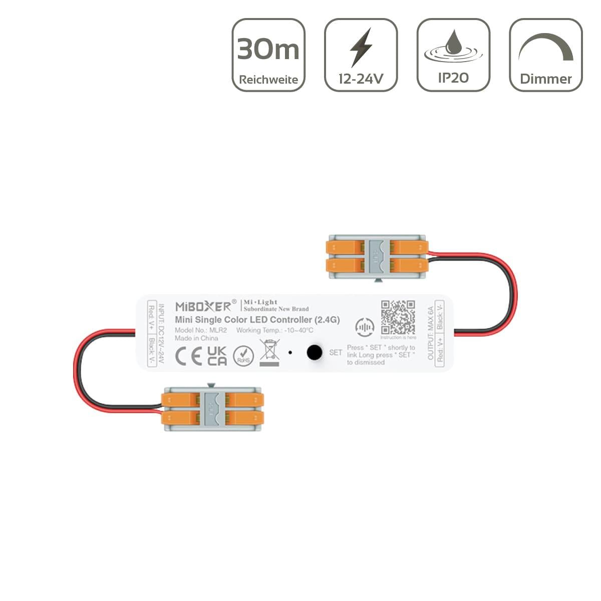 MiBoxer LED Dimmer Mini 2.4GHz 12/24V offenes Kabelende MLR2