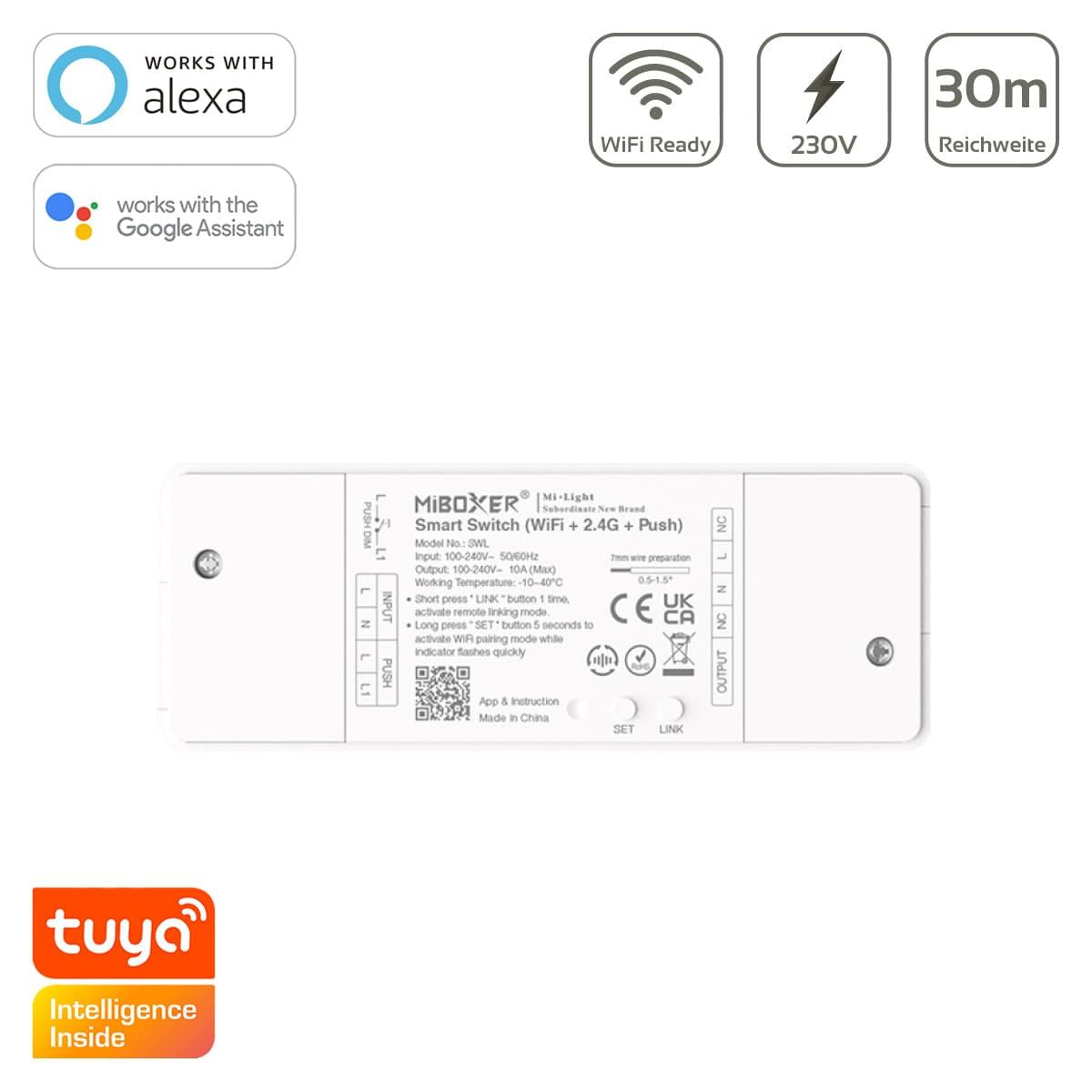 MiBoxer LED Funkschalter WiFI Tuya 2.4GHz+Push SWL