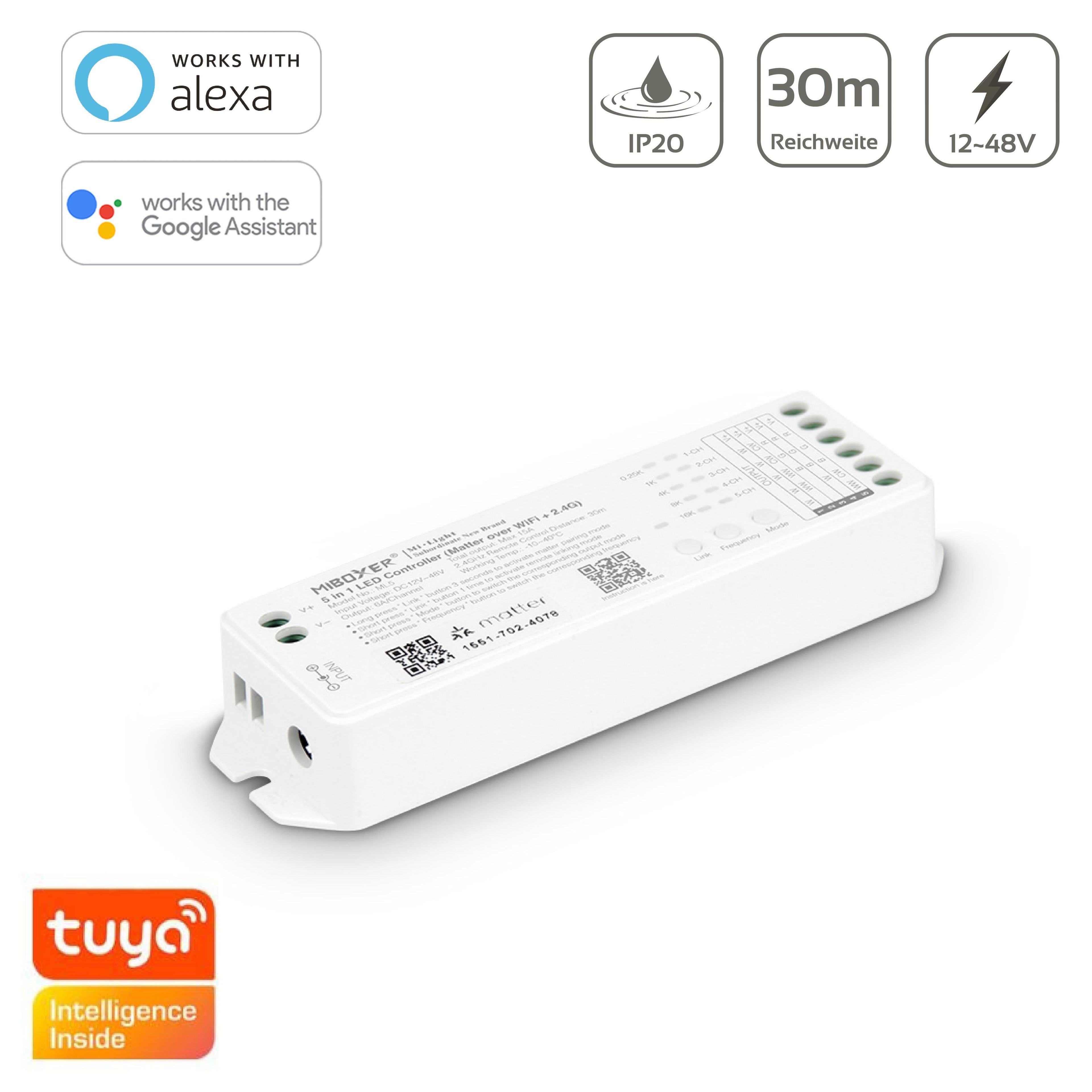 MiBoxer Matter RGB+CCT LED Controller 12-48VDC WiFi ML5