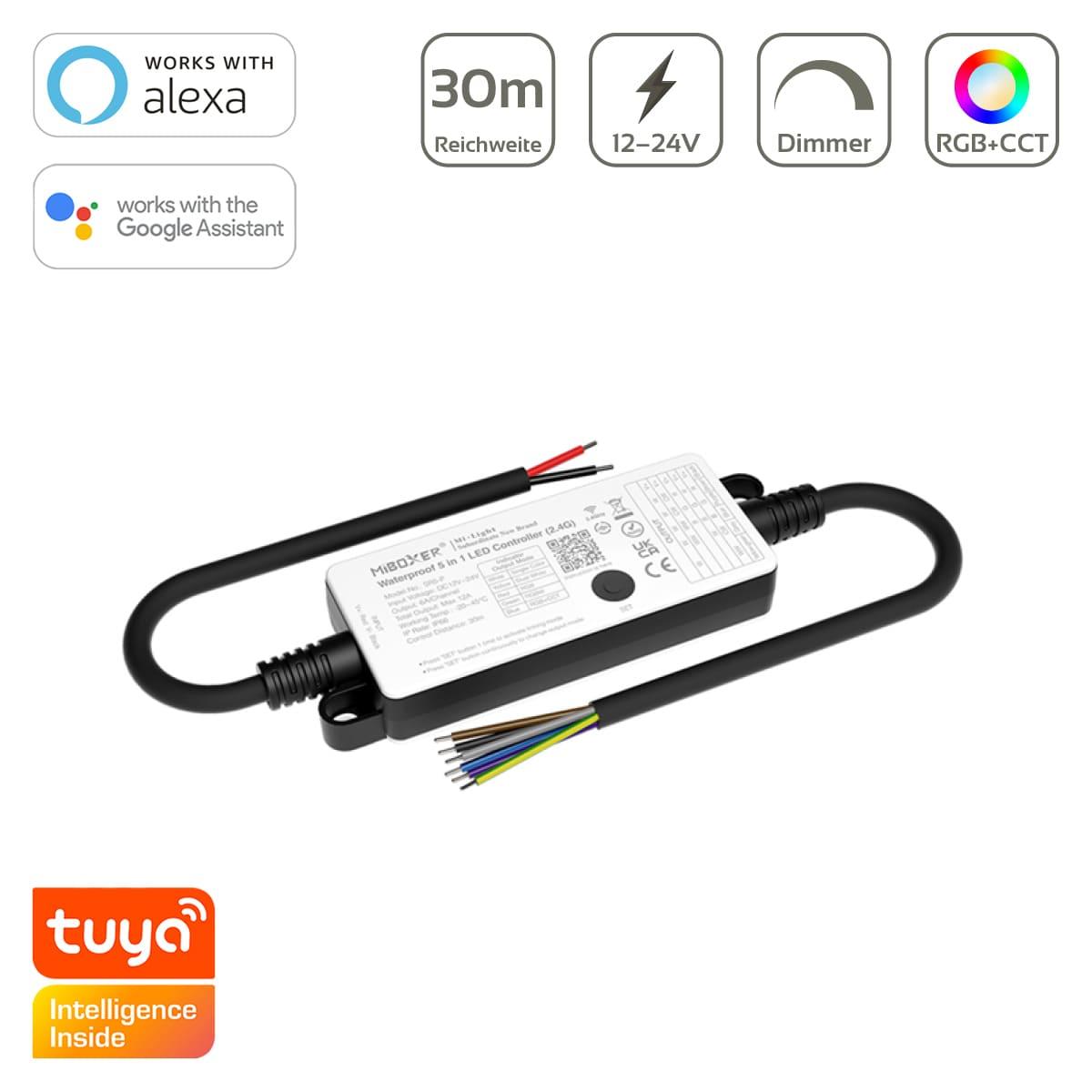 MiBoxer RGB+CCT 5in1 LED Controller IP66 12/24V Multifunktion LED Strip SR5-P