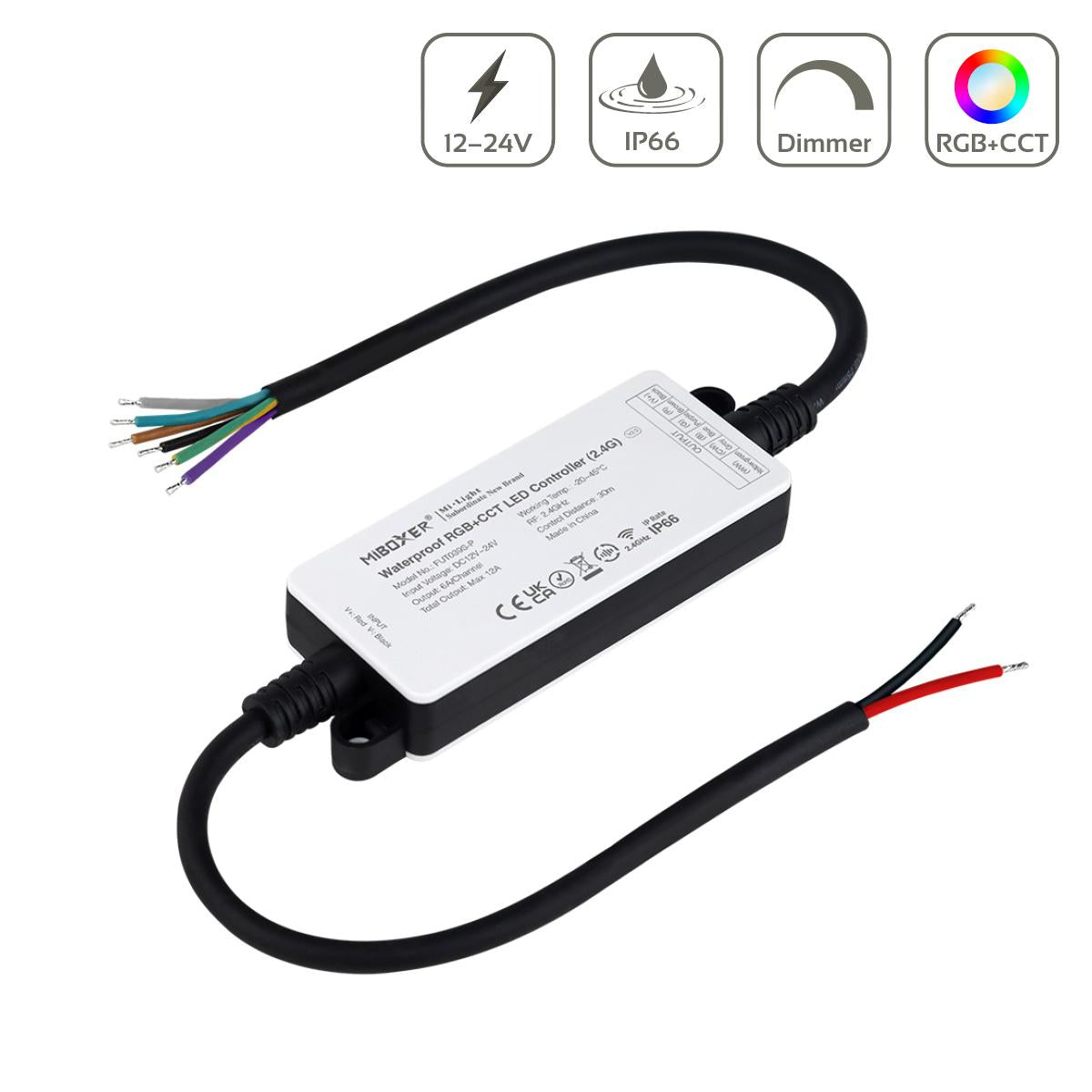MiBoxer RGB+CCT LED Controller IP66 5 Kanal 12/24V Multifunktion LED Strip Panel Steuerung FUT039S-P