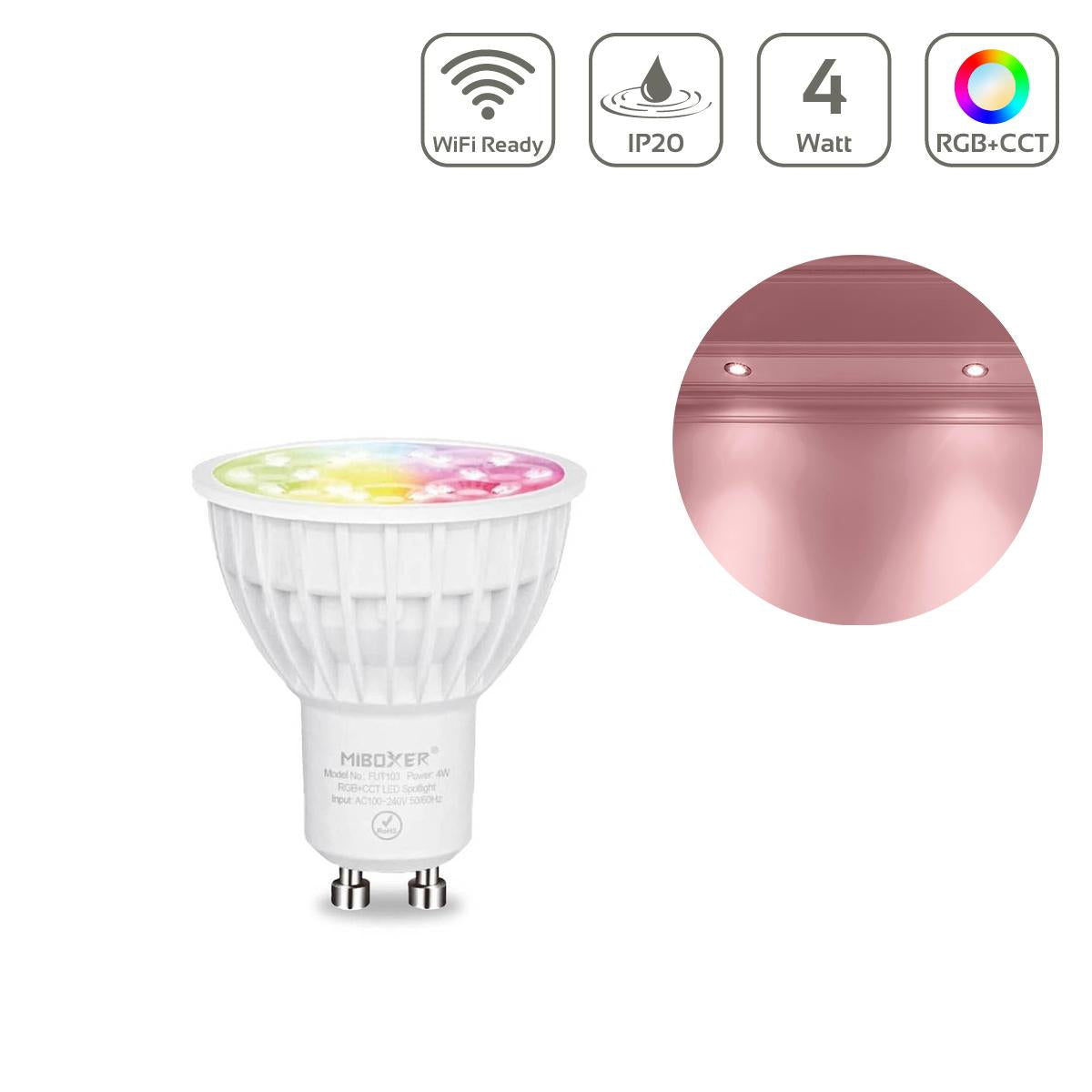MiBoxer RGB+CCT LED Spot 4W GU10 | WiFi ready | FUT103