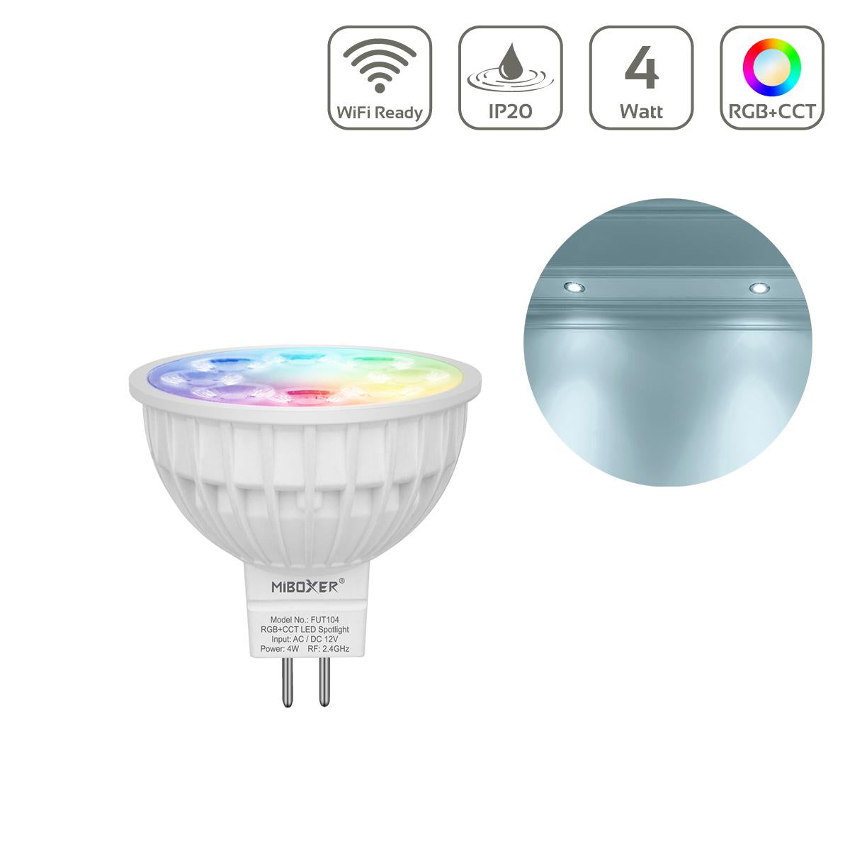 MiBoxer RGB+CCT LED Spot 4W MR16 | WiFi ready | FUT104
