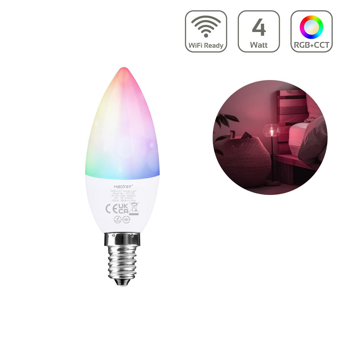 MiBoxer RGB+CCT Lampe 4W E14 | 2.4GHz WiFi ready | FUT108