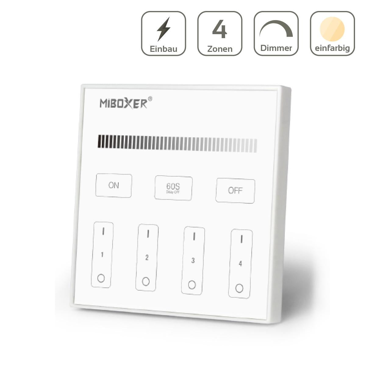 MiBoxer Wandschalter 4 Zonen Einbau Dimmen Schalten 230V Anschluss T1
