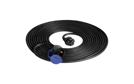 Netzkabel Schutzkontakt-Verlängerung, 20m, 3x1,5mm², IP44, schwarz