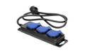 Netzkabel Schutzkontakt-Verlängerung, 3-fach, 3m, 3x1,5mm², IP44, schwarz,