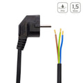 Netzkabel schwarz, 3-adrig mit Schutzkontaktstecker, 150 cm, offene Kabelenden 3-adrig