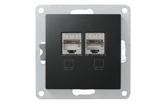 Netzwerk-Dose Premium CAT6A, UP, matt schwarz, vollgeschirmt