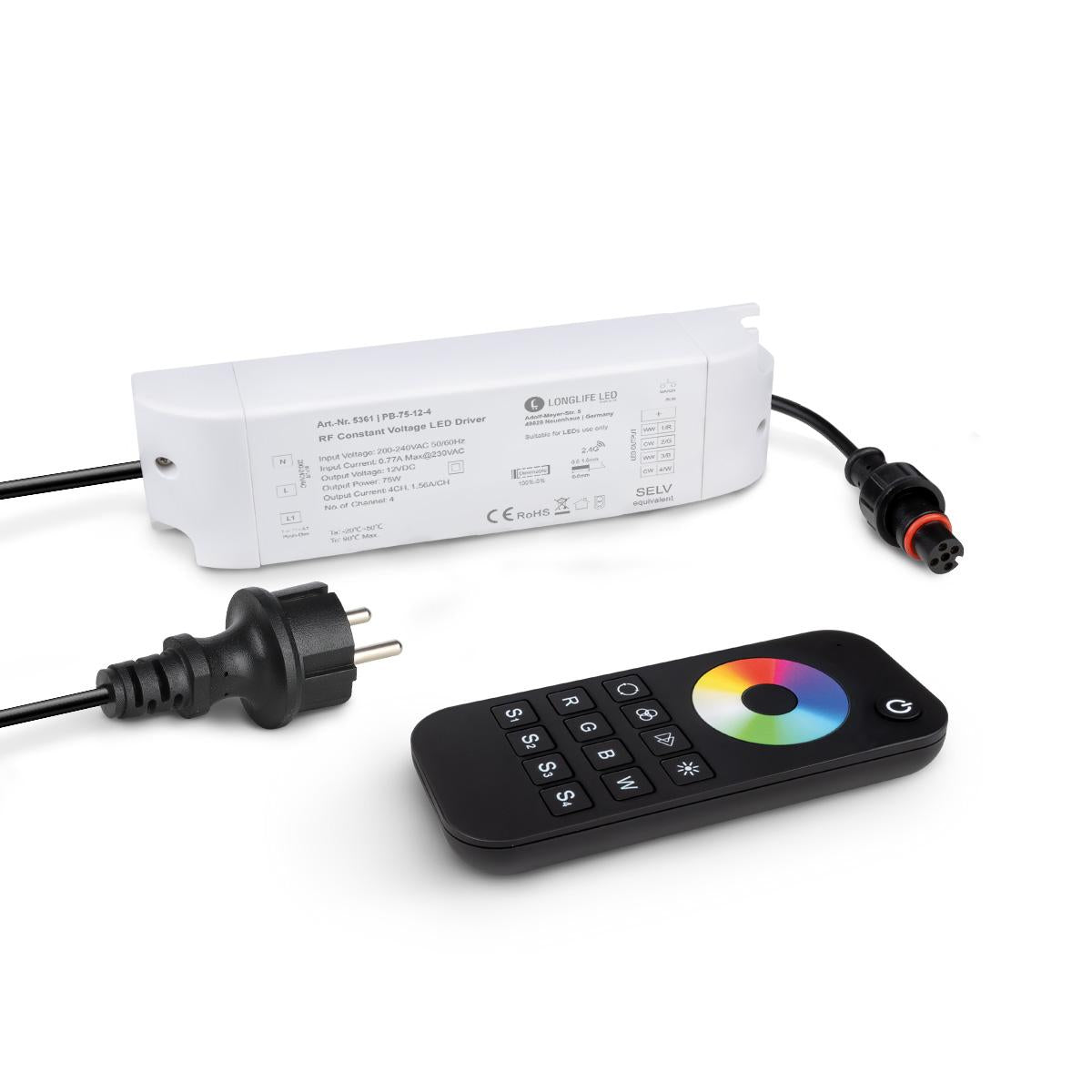 RGBW LED Netzteil BTOS 12V 75W 5-Polig mit SETLINK-Stecksystem inkl. Fernbedienung