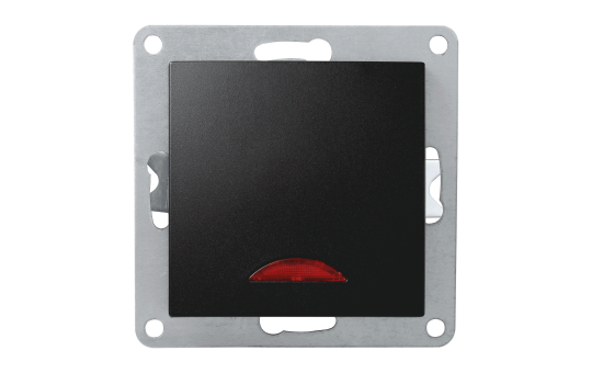 Schalter Premium, 250V~/10A, UP, matt schwarz mit Kontroll-Leuchte