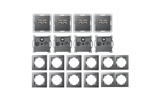 Schalter und Steckdosen Set Premium Multimedia 18-teilig, anthrazit