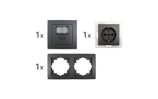 Schalter und Steckdosen Set Premium PIR anthrazit, 3-teilig