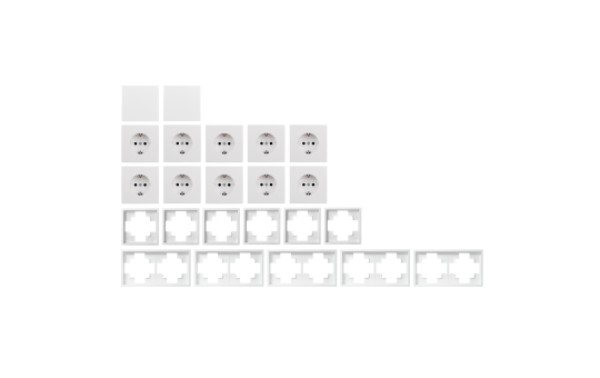 Schalter und Steckdosen Set Shallow Niveau, 23-teilig, weiß