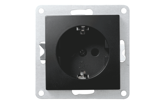 Schutzkontakt-Steckdose Premium 250V~/16A, UP Einsteckschutz, matt schwarz