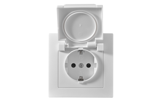 Schutzkontakt-Steckdose Premium 250V/16A, UP, IP44, weiß, Steckanschluss