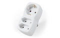 Steckdosenadapter 1x Schutzkontakt / 2x Euro,, weiß