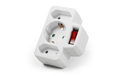 Steckdosenadapter, 1x Schutzkontakt, 2x Euro, mit Schalter
