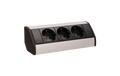 Steckdosenblock Aufbau, schwarz-silber, 3fach, 3680W