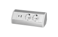 Steckdosenblock Aufbau, silber-weiß, 2-fach, 2x USB (Typ A+C), 3680W