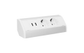 Steckdosenblock Aufbau, silber-weiß, 2fach, 2 USB 2,1A, 3680W