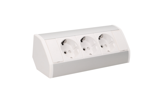 Steckdosenblock Aufbau, silber-weiß, 3fach, 3680W, 0,6m Anschlusskabel