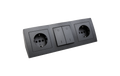 Steckdosenblock Premium anthrazit, 2-fach Schutzkontakt + Schalter