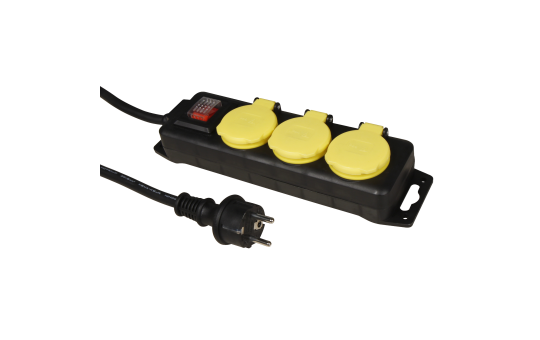 Steckdosenleiste, 3-fach, IP44, Kinderschutz, bel. Schalter, 3m Zuleitung