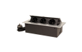 Tisch-Einbausteckdose, 3fach, silber-schwarz, 2500W, 1,5m Anschlusskabel