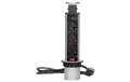 Tisch-Einbausteckdose,Turm Ø 6cm 3 fach, silber, 3600W