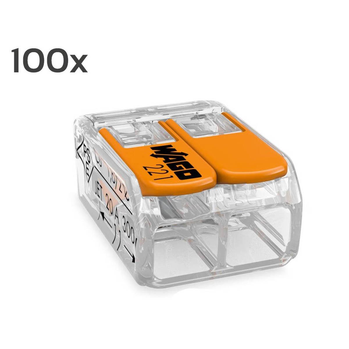 WAGO 2 Leiter COMPACT-Verbindungsklemme mit Hebel flexibel 221-412 (100 Stk. VPE)