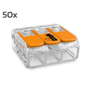 WAGO 3 Leiter COMPACT-Verbindungsklemme mit Hebel flexibel 221-413 (50 Stk. VPE)