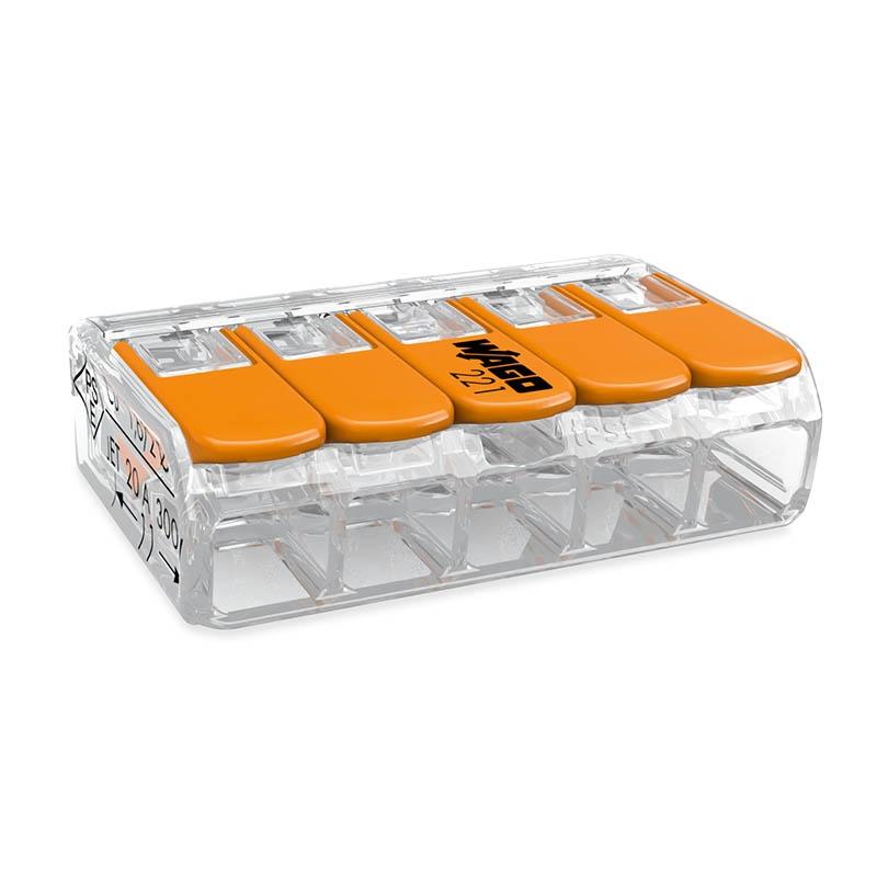 WAGO 5-Leiter COMPACT-Verbindungsklemme mit Hebel flexibel 221-415