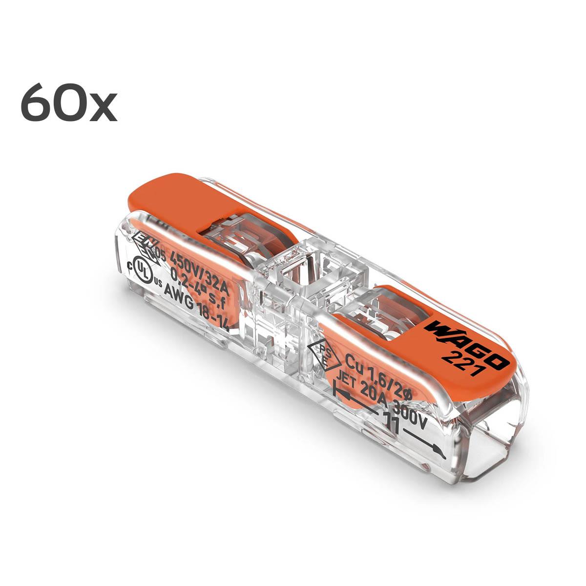 WAGO COMPACT-Durchgangsverbinder mit Hebel 2-Leiter 221-2411 (60 Stk. VPE)