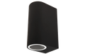 Wandleuchte Oval-A schwarz, IP44, 2x GU10, Aluminium Gehäuse