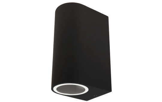 Wandleuchte Oval-A schwarz, IP44, 2x GU10, Aluminium Gehäuse