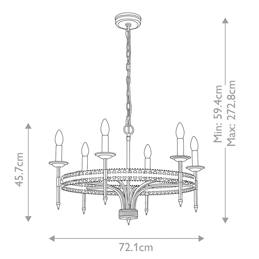 Pendelleuchte Crown (Iron Gate) 6x - Elstead Lighting
