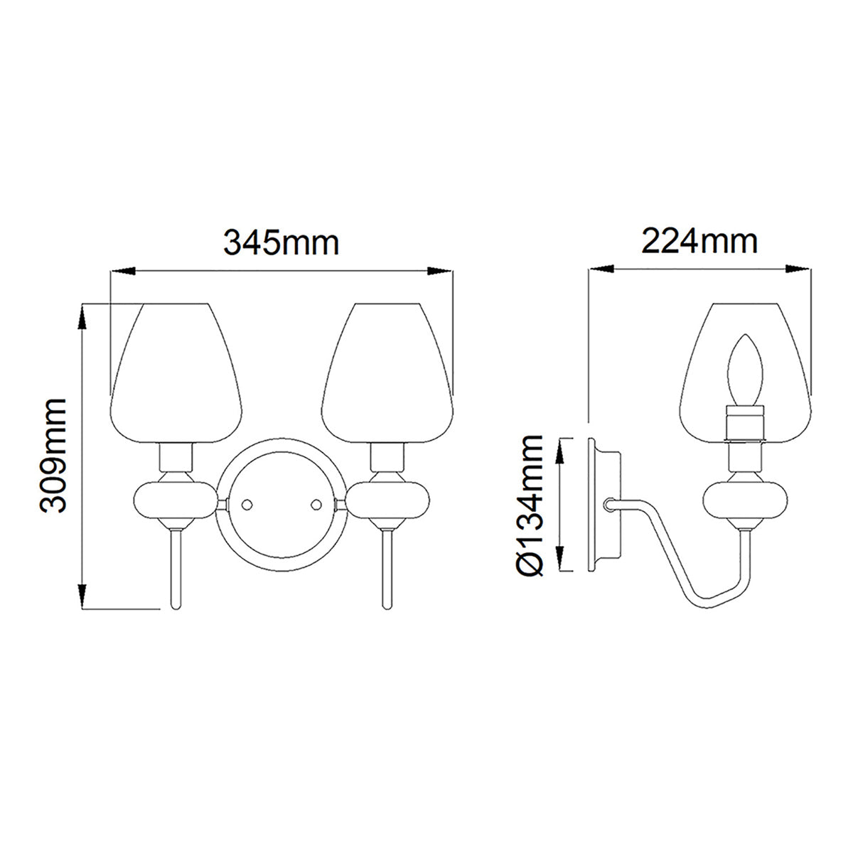 Wandleuchte Armand (verchromt) 2x - Elstead Lighting