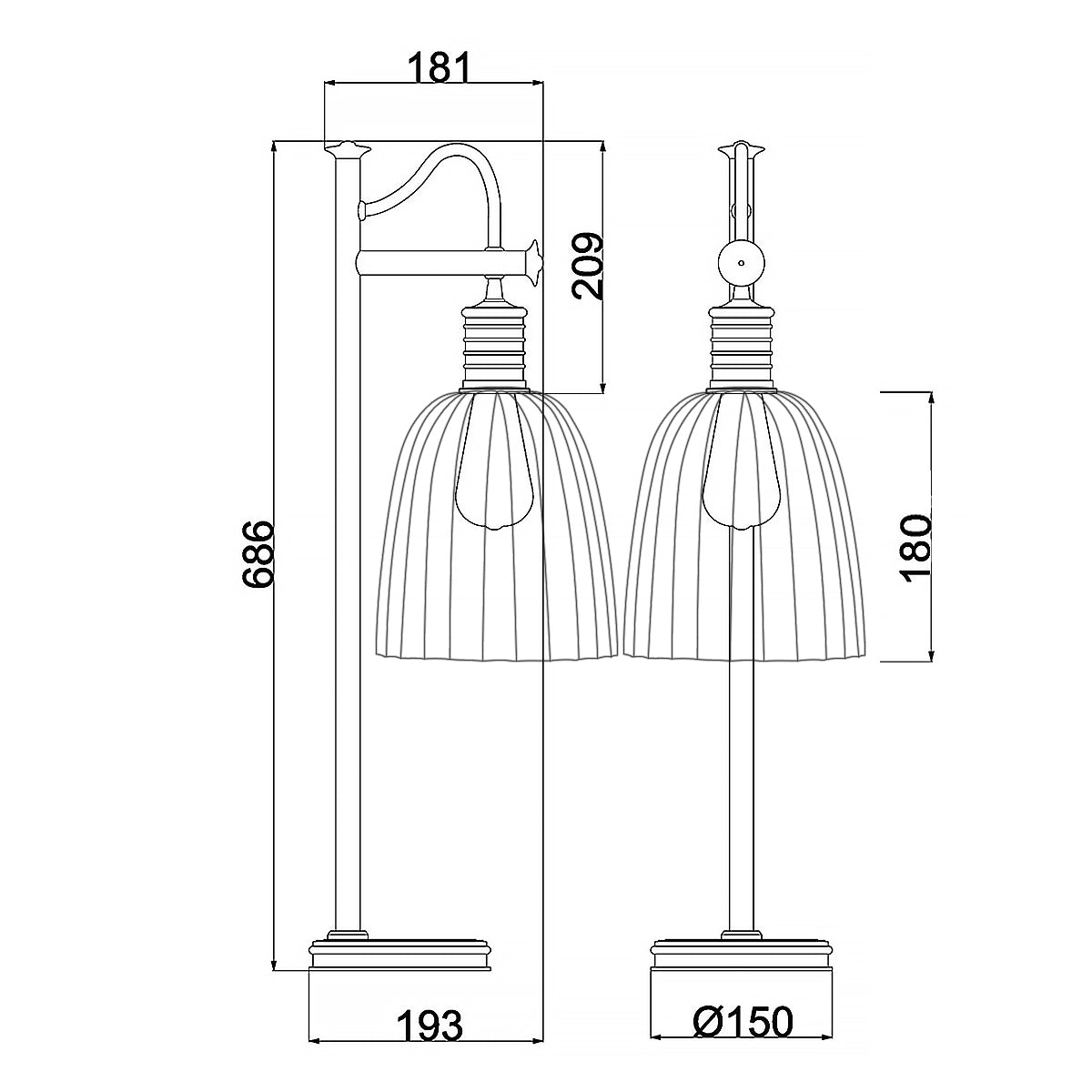 Tischleuchte Douille (Nickel) 1x - Elstead Lighting