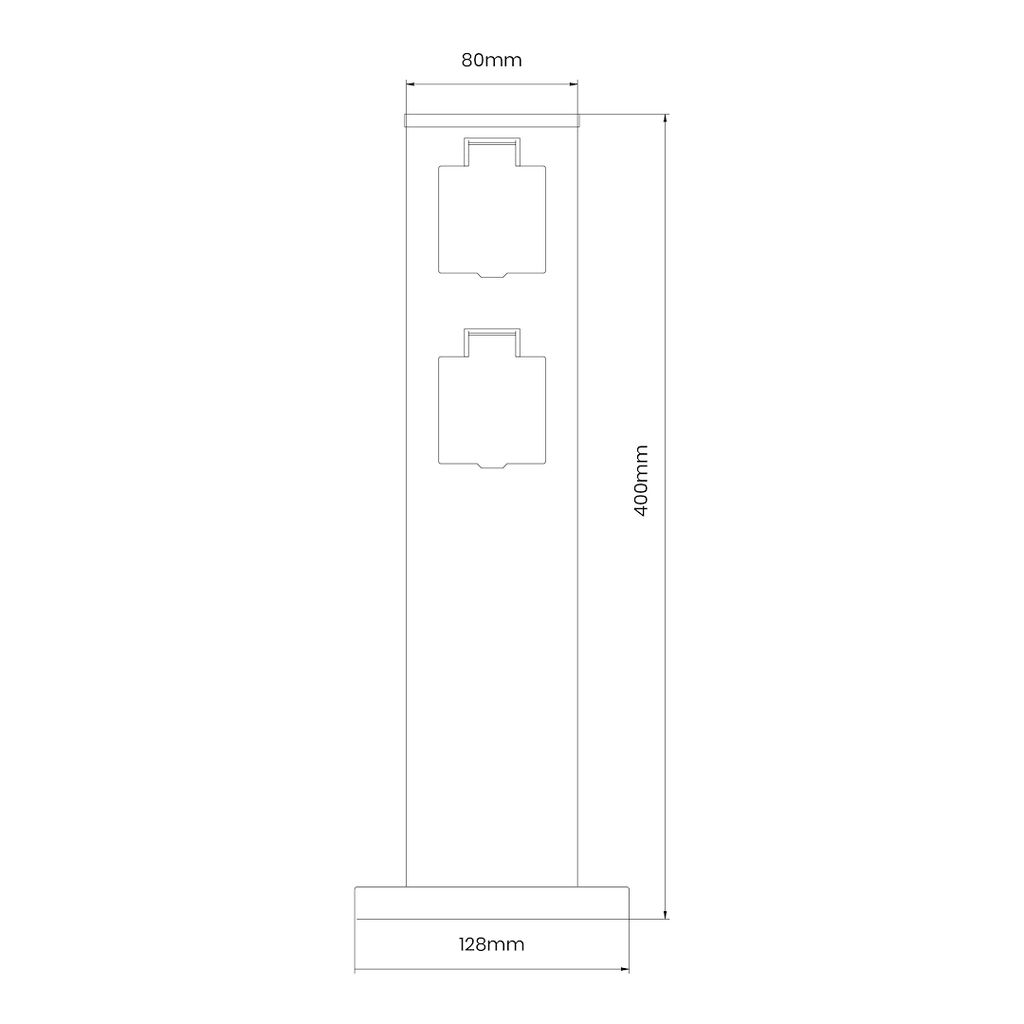 Außen-Steckdosen Säule 40 cm 2 Steckdosen 16A - Milagro