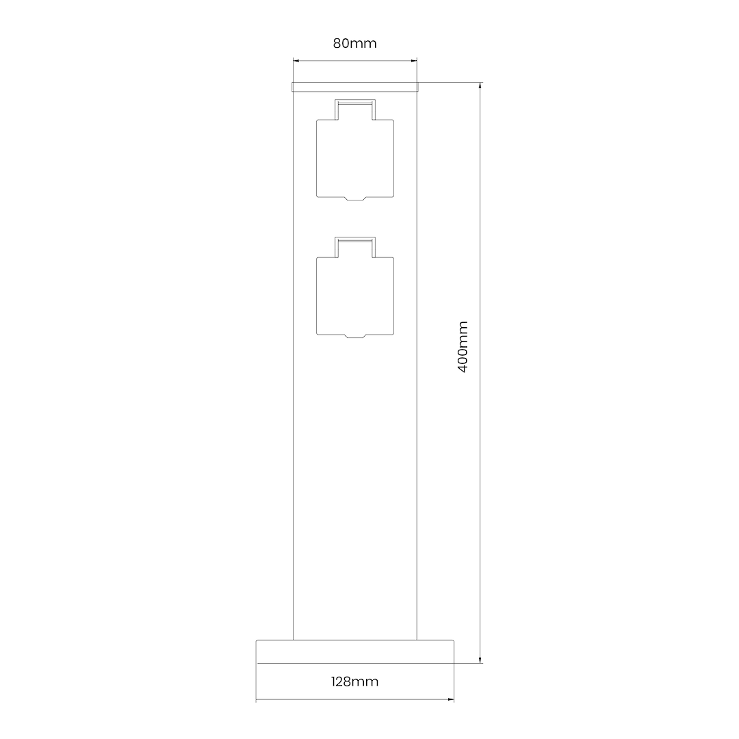 Außen-Steckdosen Säule 40 cm 2 Steckdosen 16A - Milagro